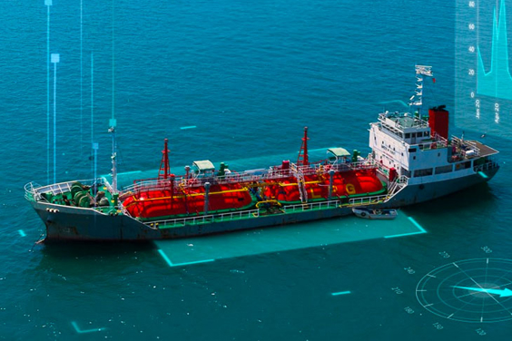 Tanker with digital overlay