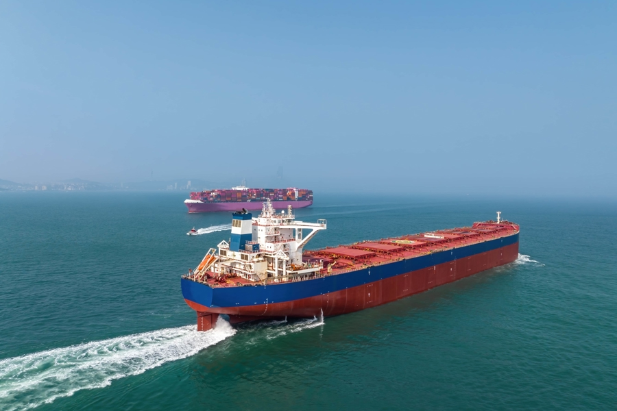 Bulk carrier ship at sea