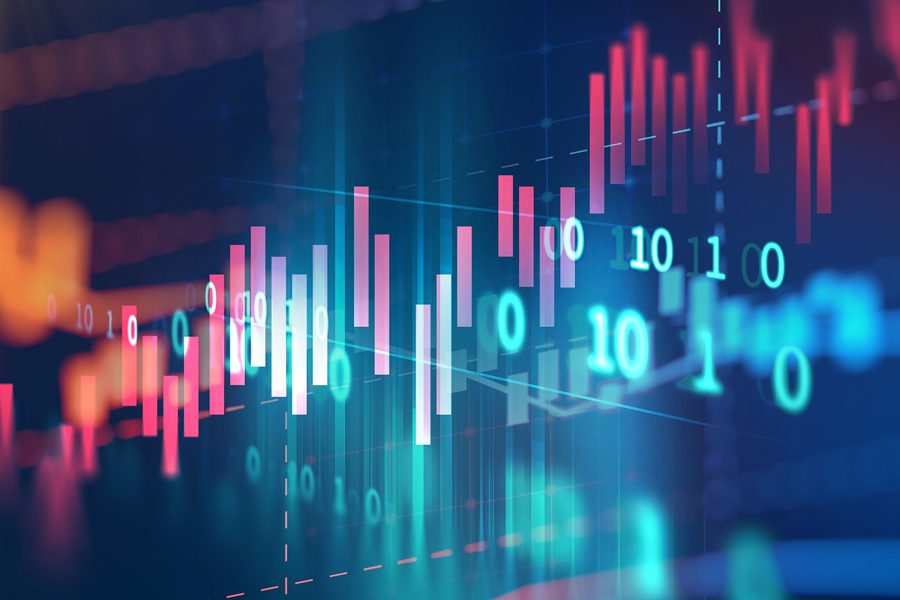 Graph and binary numbers banner image